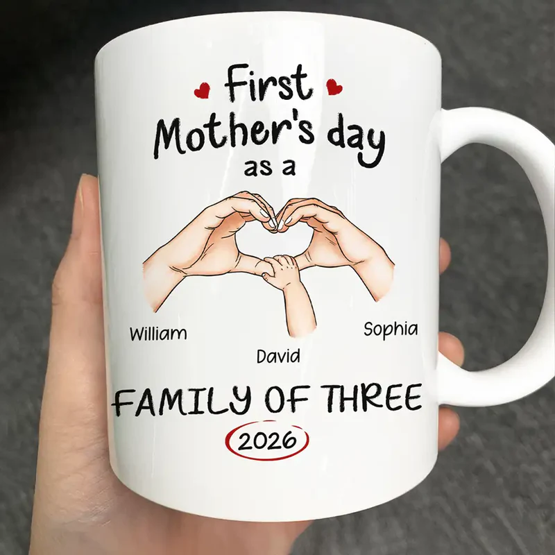 First Time Ever As A Family Of Three - Personalized Mug - First Father's Day Gift For New Dad, Daddy