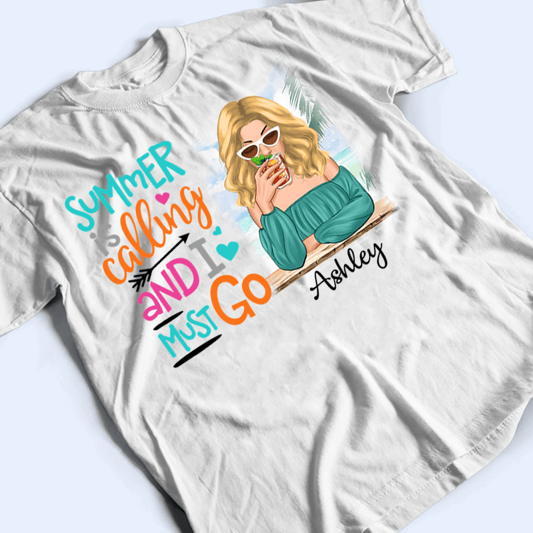 Personalized Summer Is Calling And I Must Go t-shirt, alternate view 4