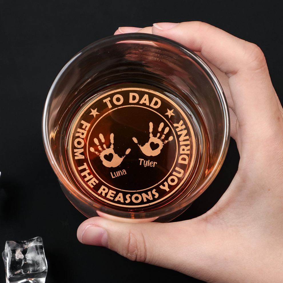Personalized From The Reasons You Drink engraved whiskey glass, main view