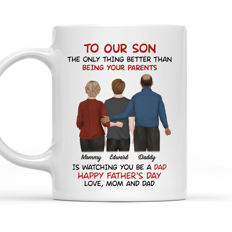 Personalized From Parents To Son Happy Fathers Day mug, main view