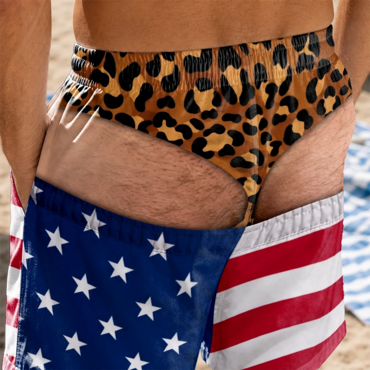 Funny Patriotic Men Swim Trunks - Personalized Unisex Beach Shorts - Summer Vacation Gift For Him, Husband, Father