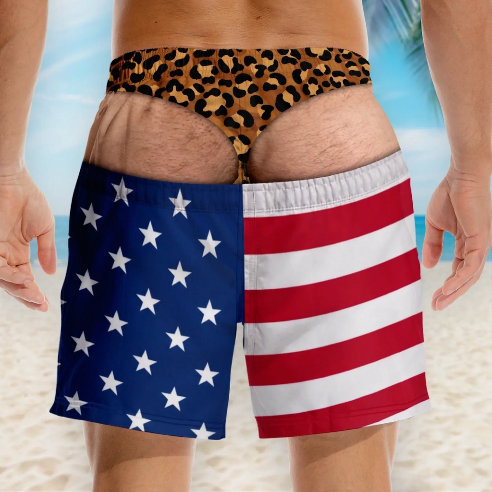 Funny Patriotic Men Swim Trunks - Personalized Unisex Beach Shorts - Summer Vacation Gift For Him, Husband, Father