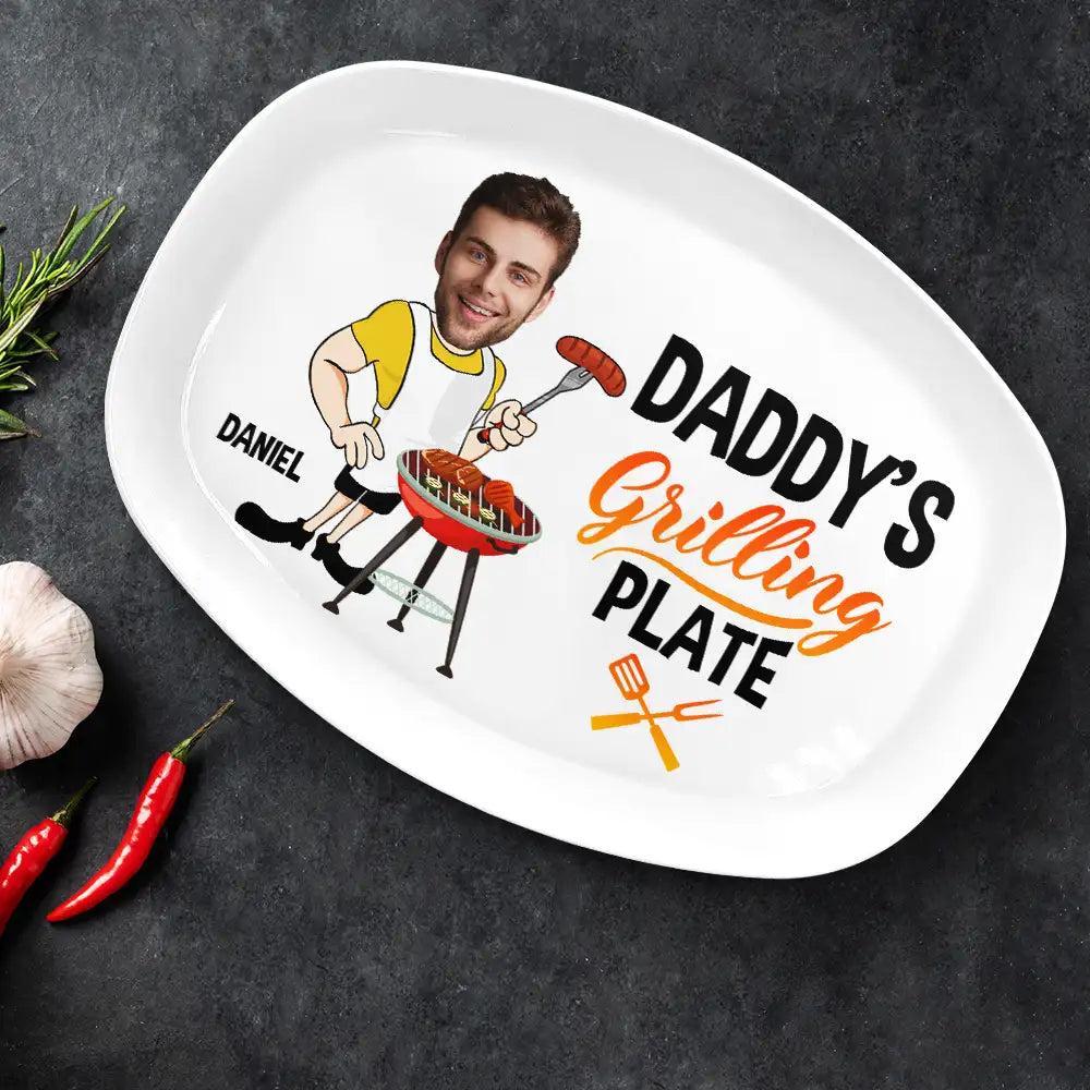 Custom Photo Daddy's Grilling Plate personalized platter, alternate view 2