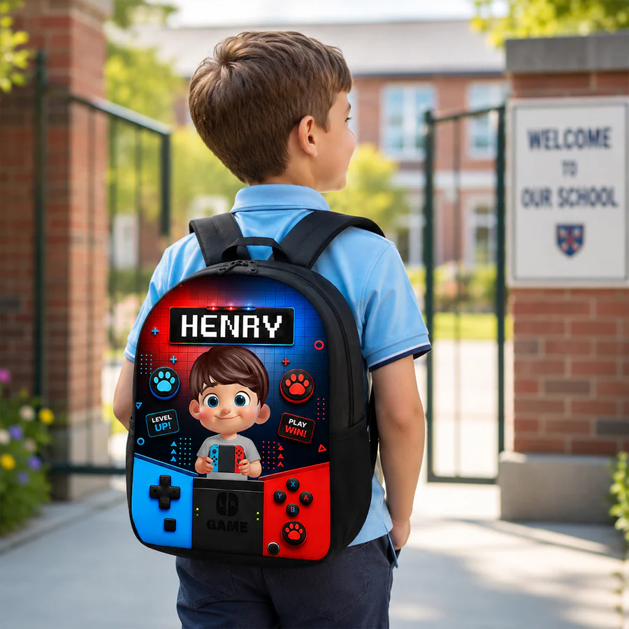 Gamer Boys Girls Back To School - Personalized Kid Backpack - Gift For Back To School, First Day of School - Student, Son, Daughter | Kindergarten, Pre-K, Preschool