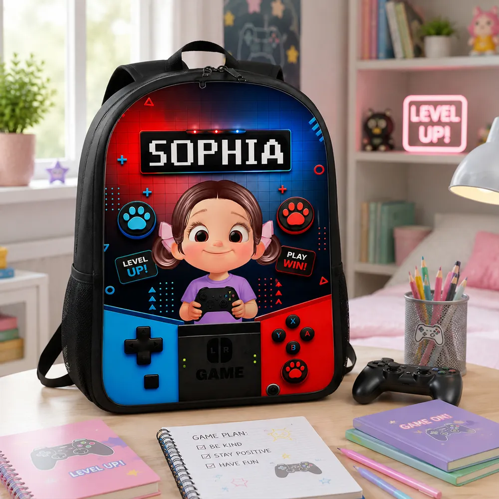 Gamer Boys Girls Back To School - Personalized Kid Backpack - Gift For Back To School, First Day of School - Student, Son, Daughter | Kindergarten, Pre-K, Preschool