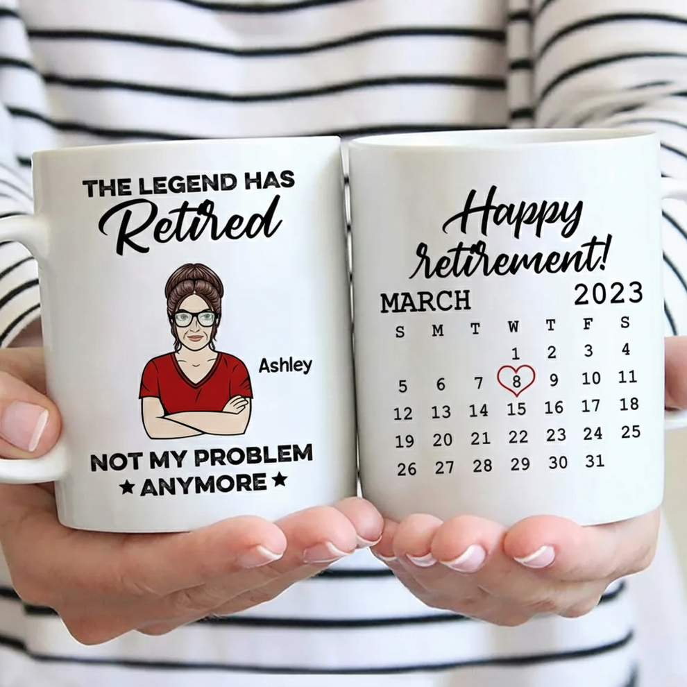Personalized The Legend Has Retired Not My Problem Anymore mug, main view