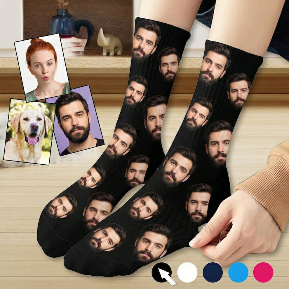 Funny Custom Face Boyfriend socks, main view