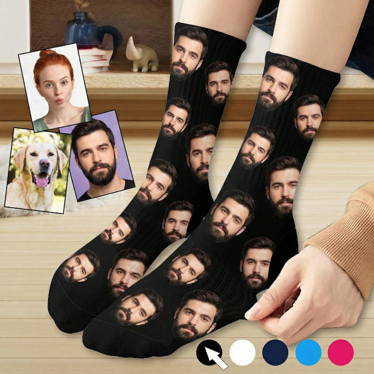 Funny Custom Face Boyfriend - Custom Crew Socks - Gift For Him, Husband, Couples on Anniversary, Valentine's Day