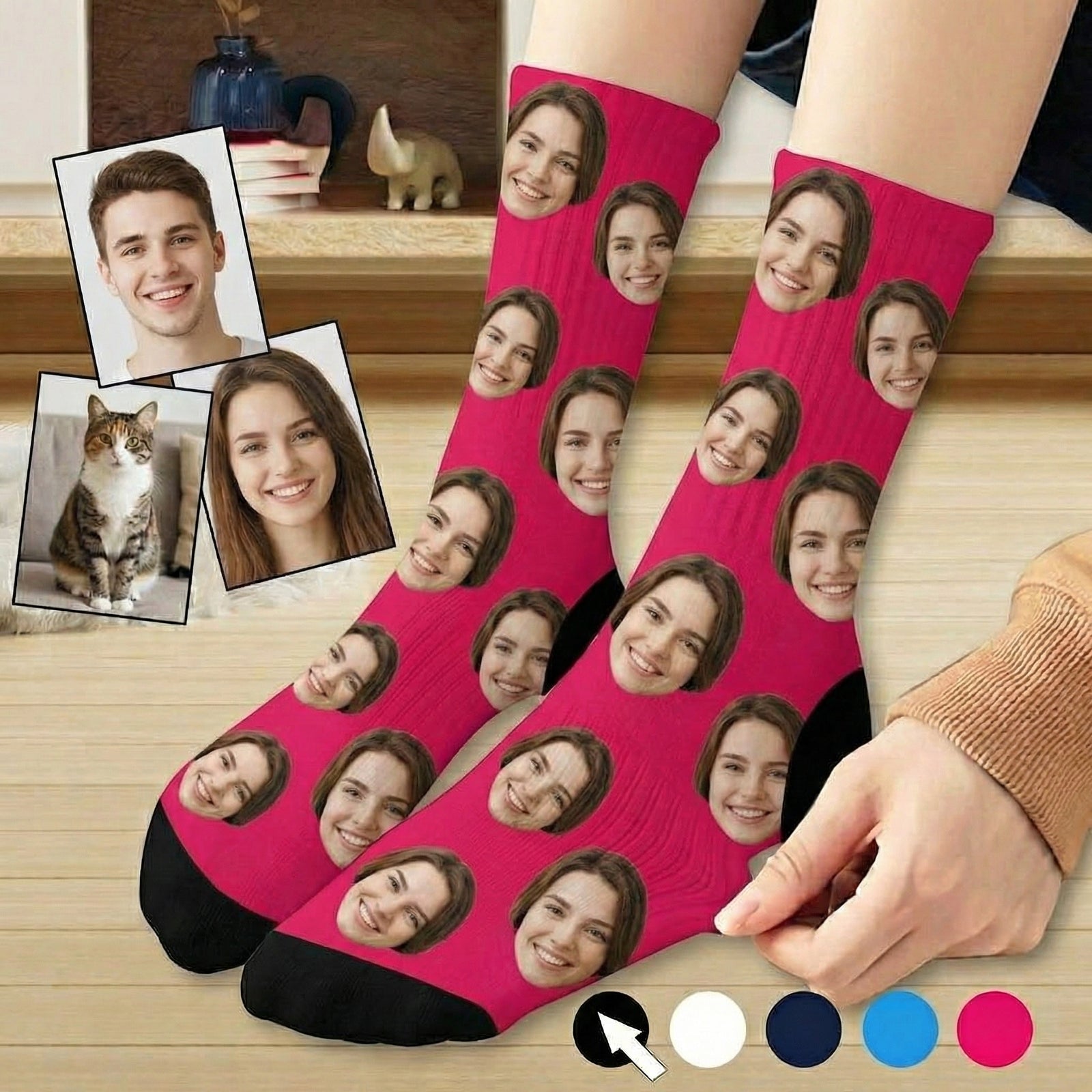 Funny Custom Face Couples - Custom Crew Socks - Gift For Her/Him, Wife/Husband, Girlfriend/Boyfriend Couples on Anniversary, Valentine's Day