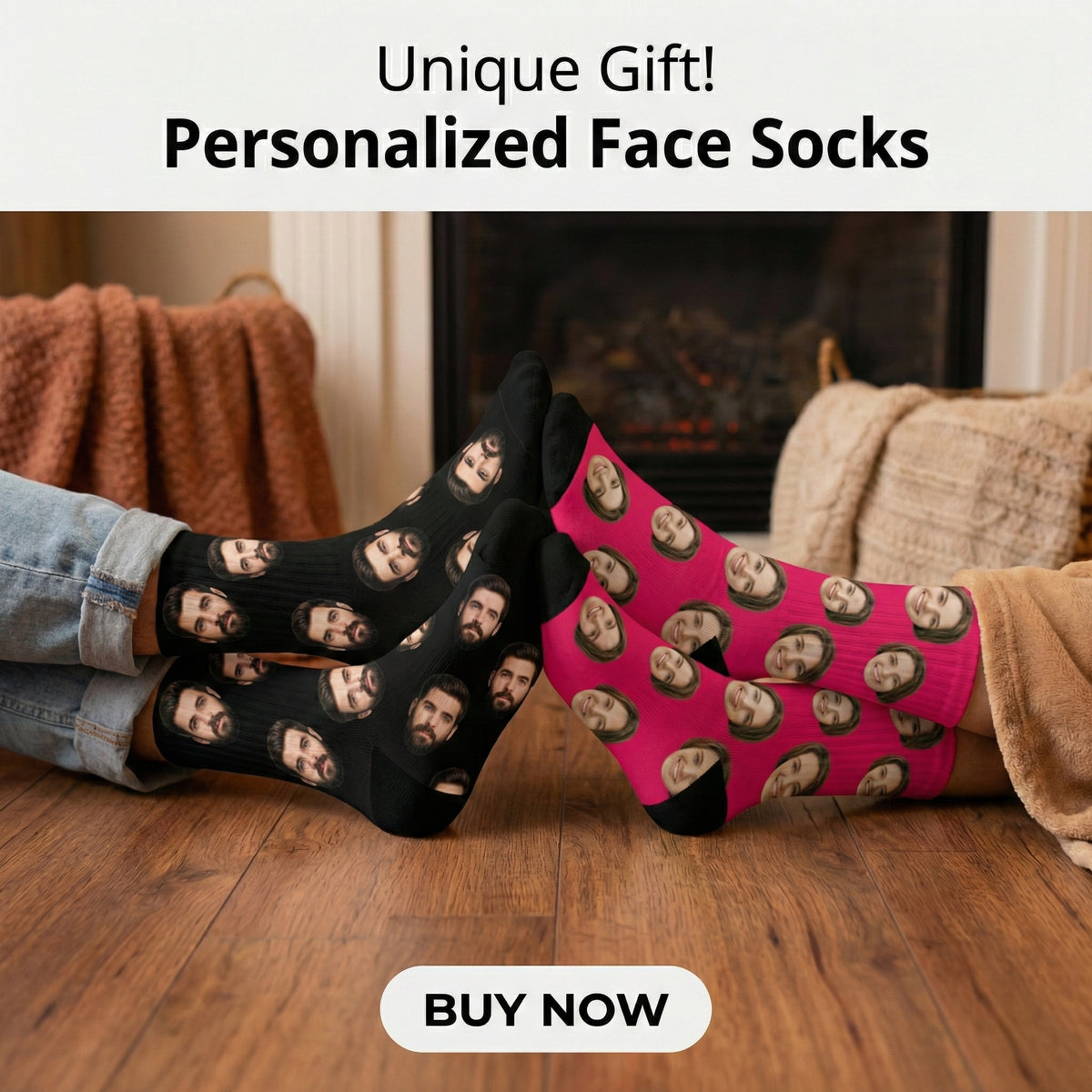 Funny Custom Face Couples - Custom Crew Socks - Gift For Her/Him, Wife/Husband, Girlfriend/Boyfriend Couples on Anniversary, Valentine's Day