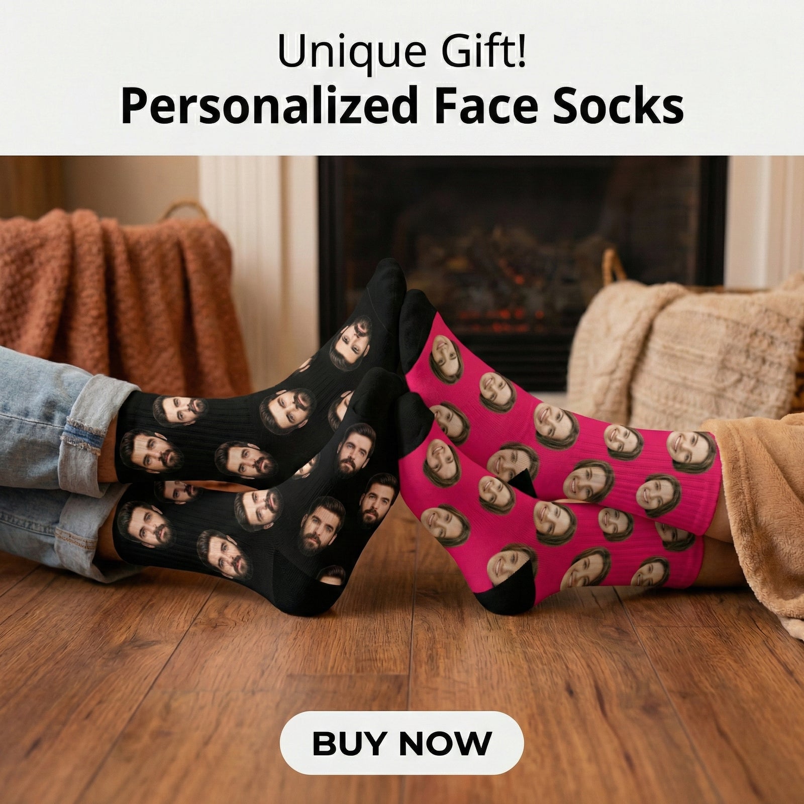 Funny Custom Face Couples - Custom Crew Socks - Gift For Her/Him, Wife/Husband, Girlfriend/Boyfriend Couples on Anniversary, Valentine's Day