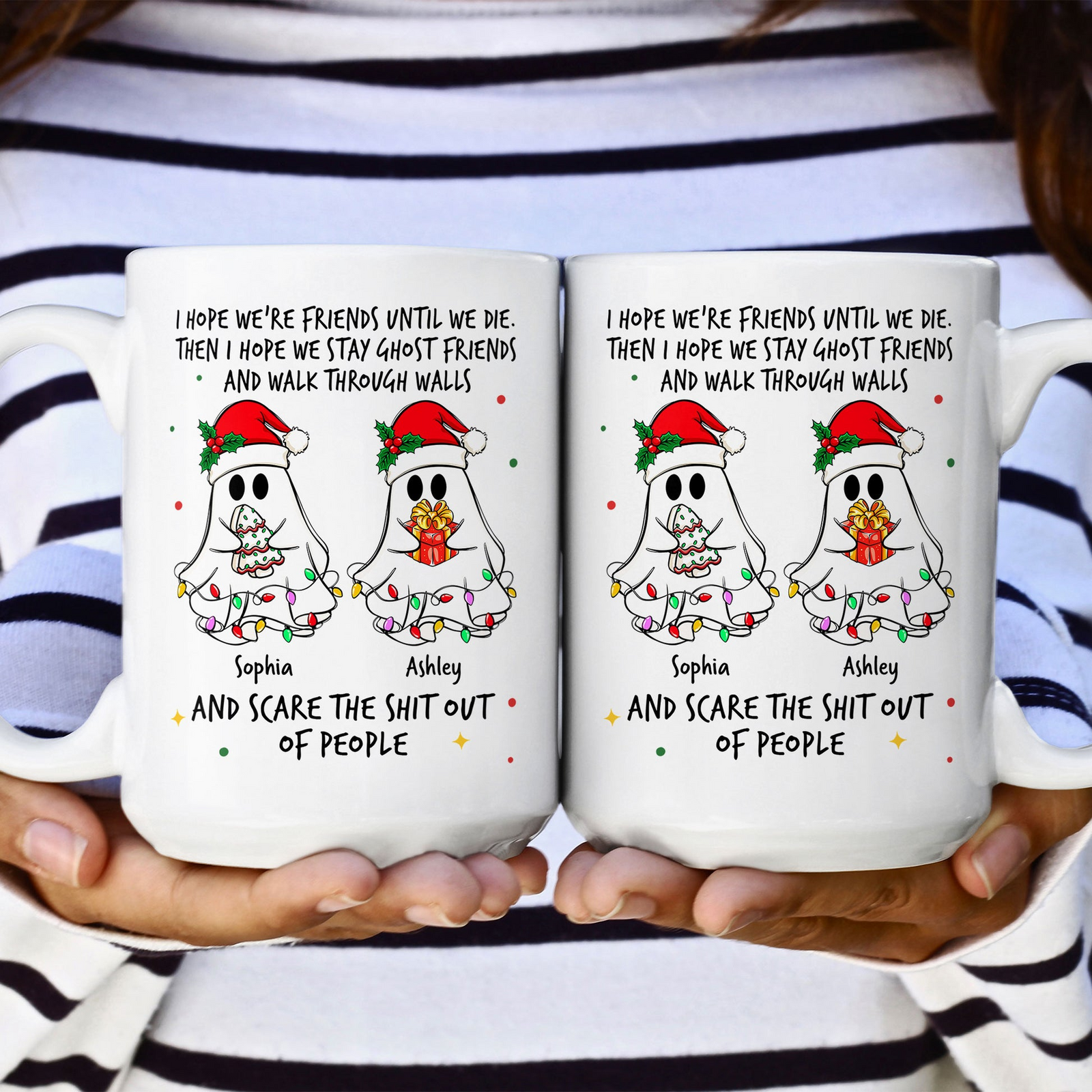 Ghost Friends Christmas Time - Personalized Custom Mug - Christmas Gift For Besties, Best Friends, Sisters