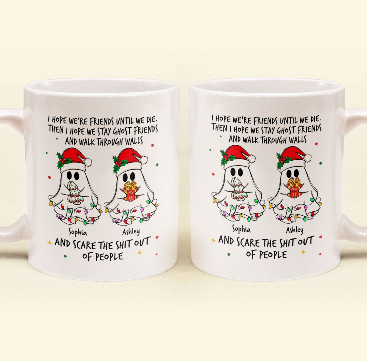 Ghost Friends Christmas Time - Personalized Custom Mug - Christmas Gift For Besties, Best Friends, Sisters