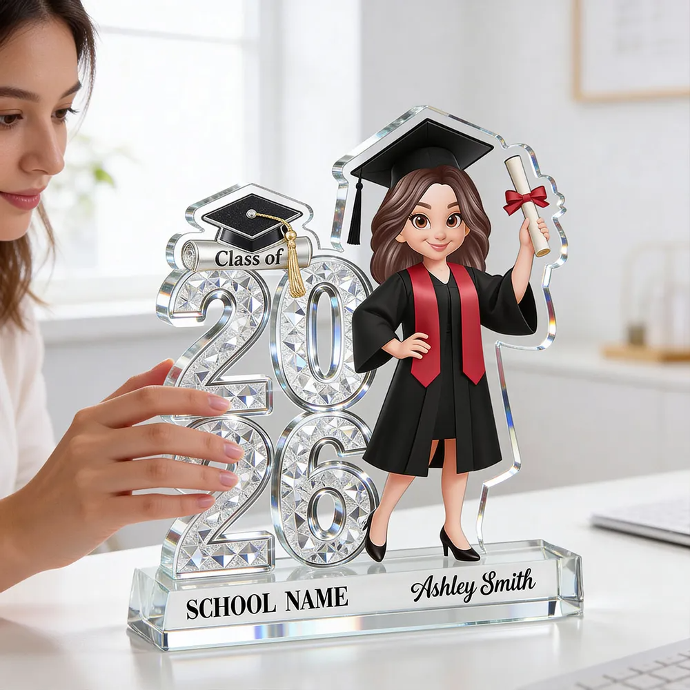 Shiny Effect Class Of 2026 Senior 2D Flat - Personalized Acrylic Plaque Custom Shape - Gift For Her/Him, Daughter/Son, Grad Ceremony, Commencement