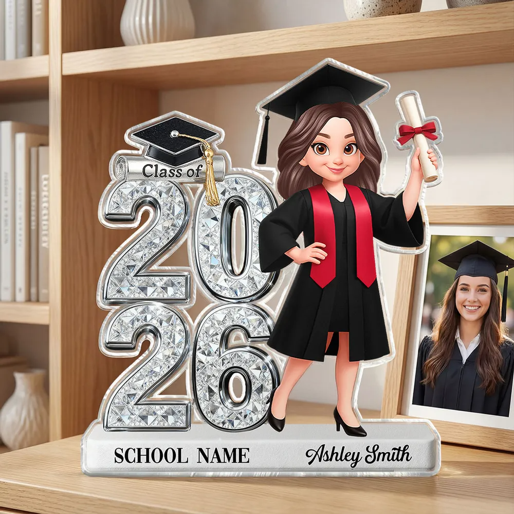 Shiny Effect Class Of 2026 Senior 2D Flat - Personalized Acrylic Plaque Custom Shape - Gift For Her/Him, Daughter/Son, Grad Ceremony, Commencement
