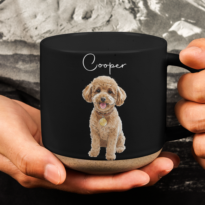 Custom Photo Pet Portrait Watercolor - Personalized Pottery Mug - Gift for Dog/Cat Lovers, Dog/Cat Mom, Pet Lovers