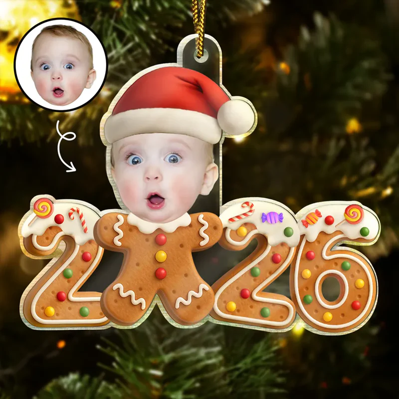 Custom Photo Gingerbread Funny Baby First Christmas - Personalized Custom Shaped Acrylic Ornament - Babies 1st Christmas Gifts