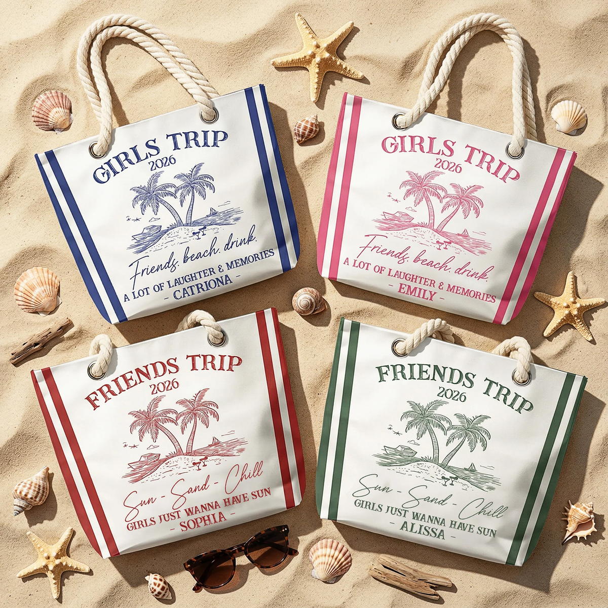 Girls Trip Summer - Personalized Beach Bag - Gift For Her, Besties, Best Friends, Traveling Lovers