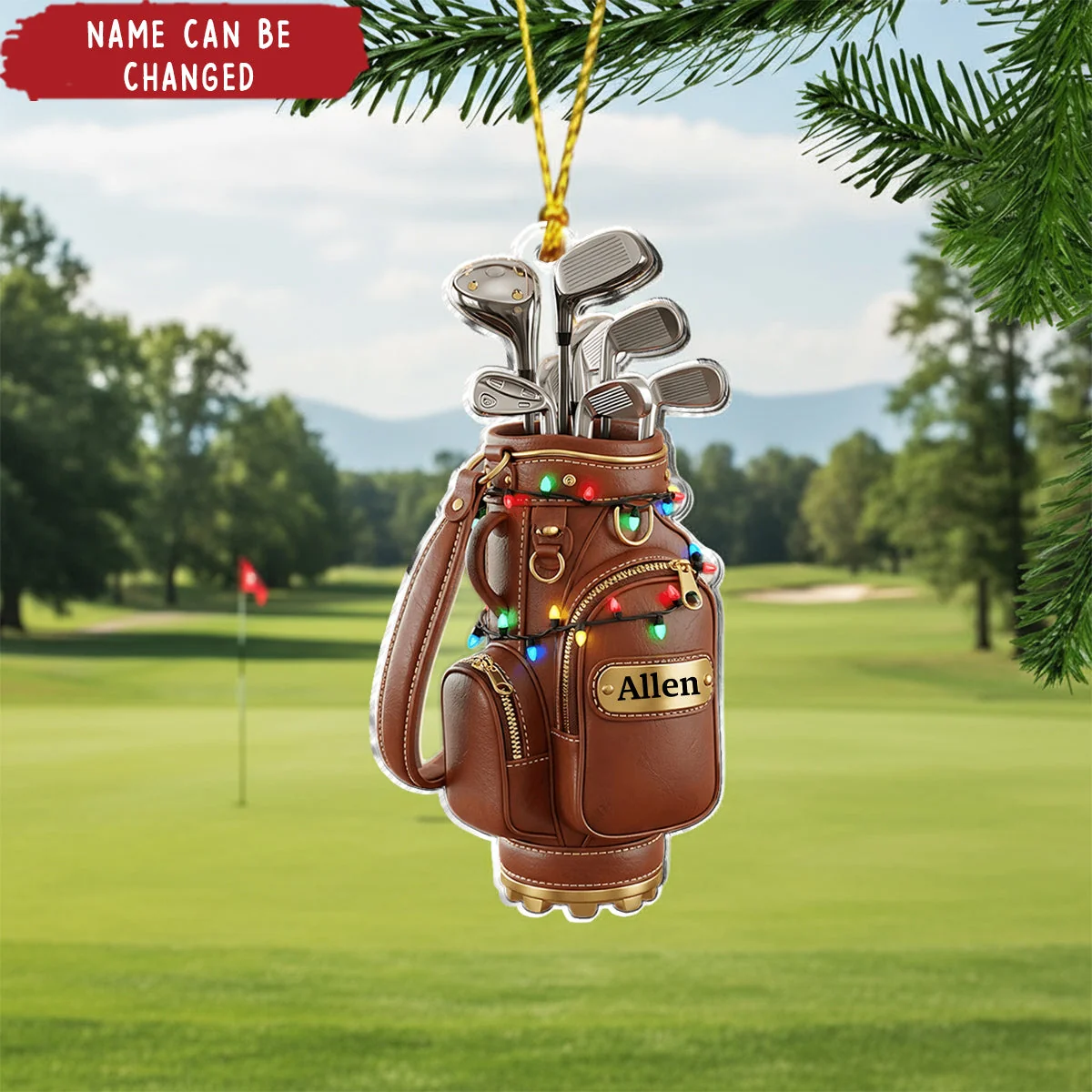 Golf Bag Christmas Ornament - Personalized Custom Shaped Acrylic Ornament - Christmas Gift For Golfers, Golf Lovers
