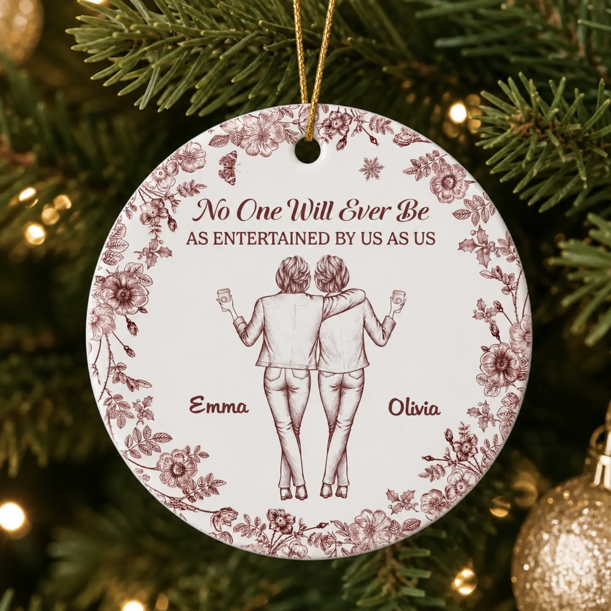 Good Vibes Great Memories - Personalized Circle Ceramic Ornament - Christmas Gift For Women, Sisters, Besties, Friends