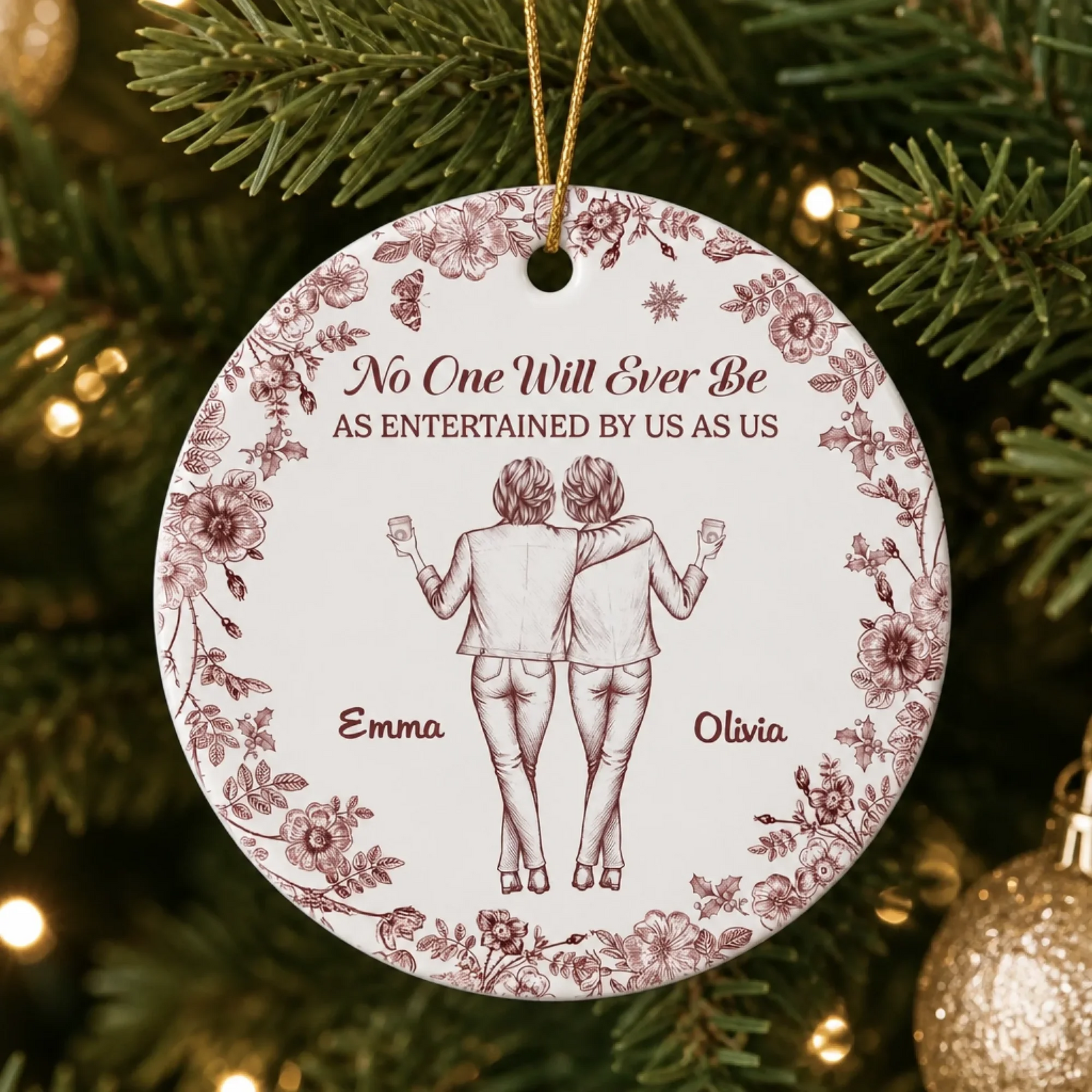 Good Vibes Great Memories - Personalized Circle Ceramic Ornament - Christmas Gift For Women, Sisters, Besties, Friends