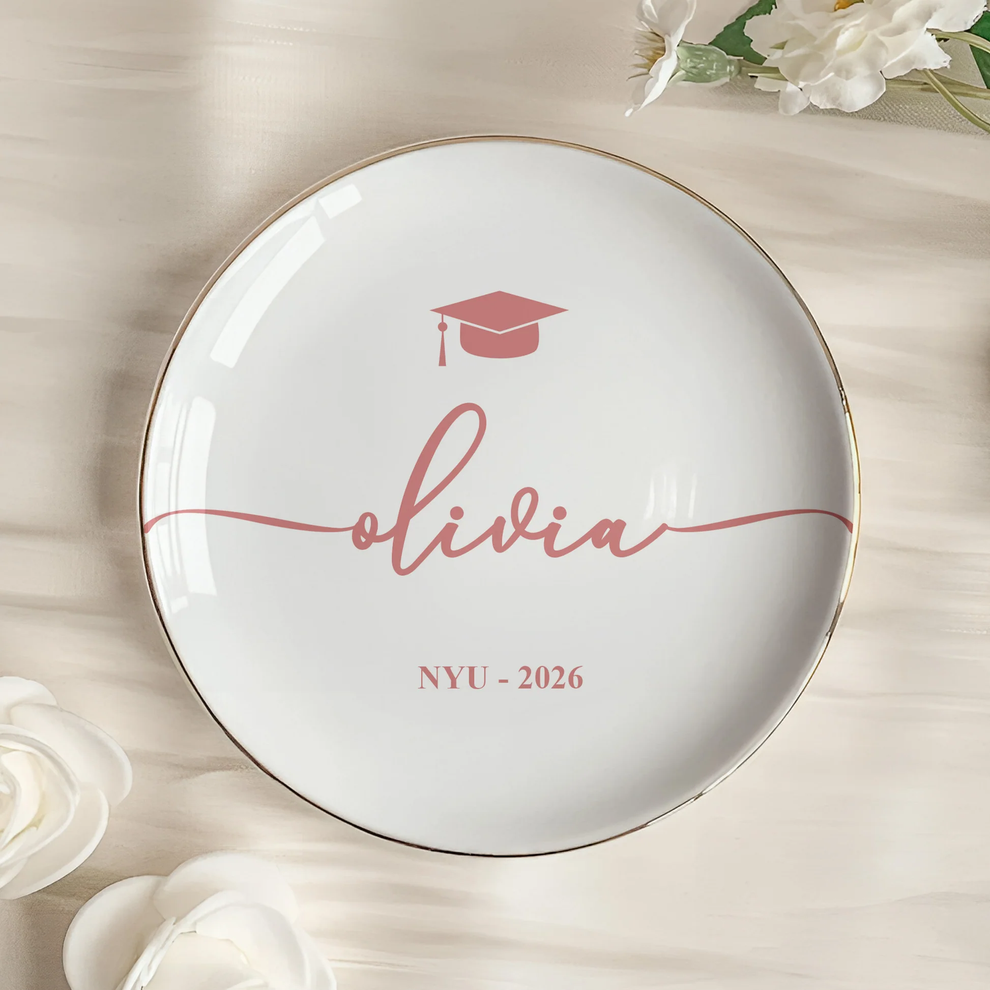Graduation Dish Custom Name School jewelry dish, main view