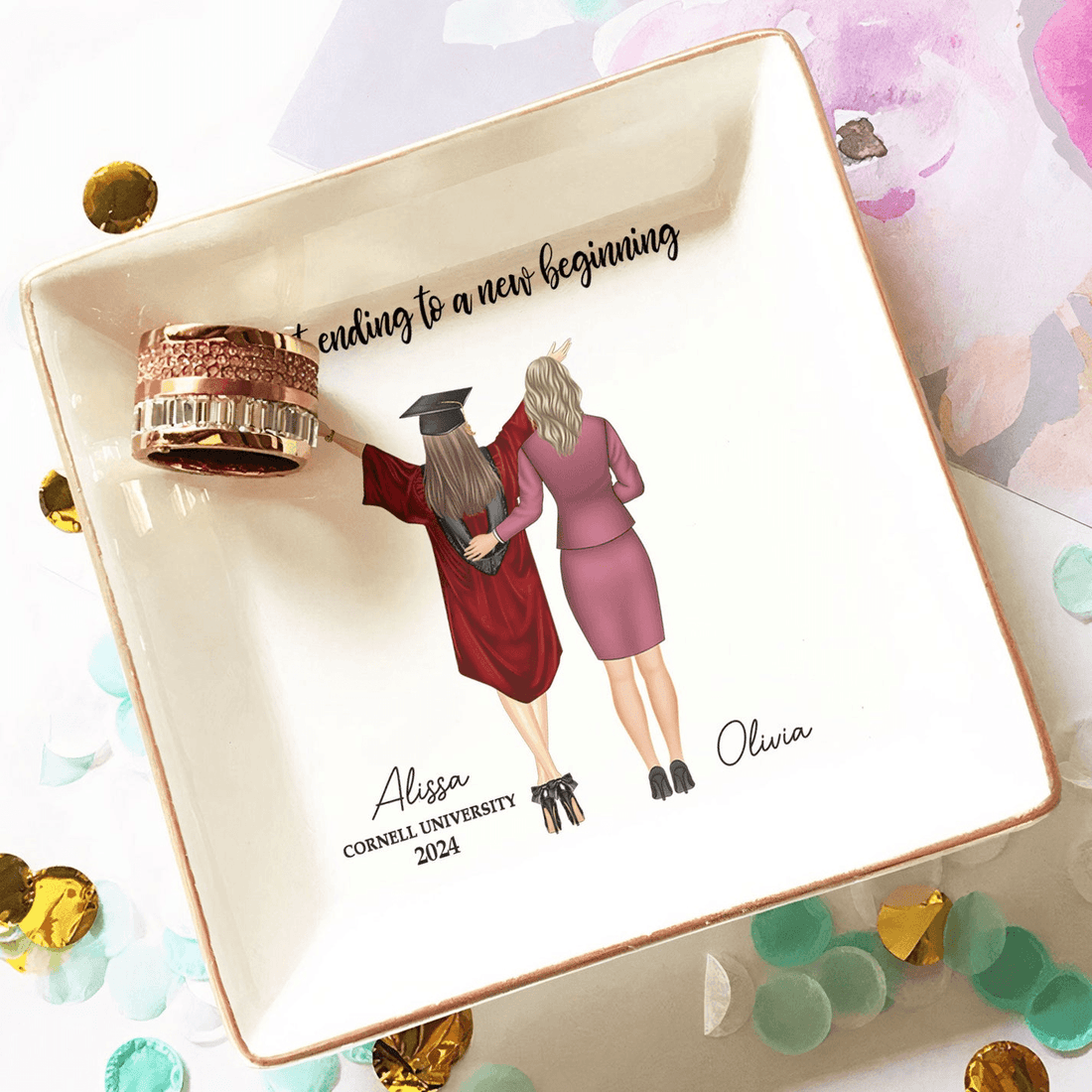 Personalized Graduation Gift A Sweet Ending To A New Beginning jewelry dish, alternate view 3