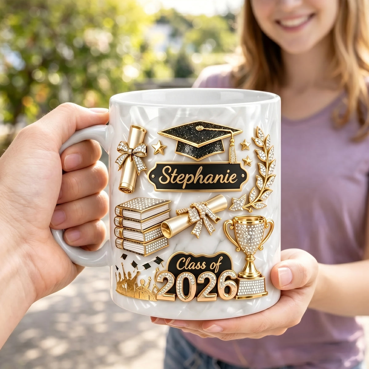 Graduation 3D Effect - Personalized Custom Mug - Graduation Motivation Gift For Her/Him, Daughter/Son, Grad Ceremony, Commencement
