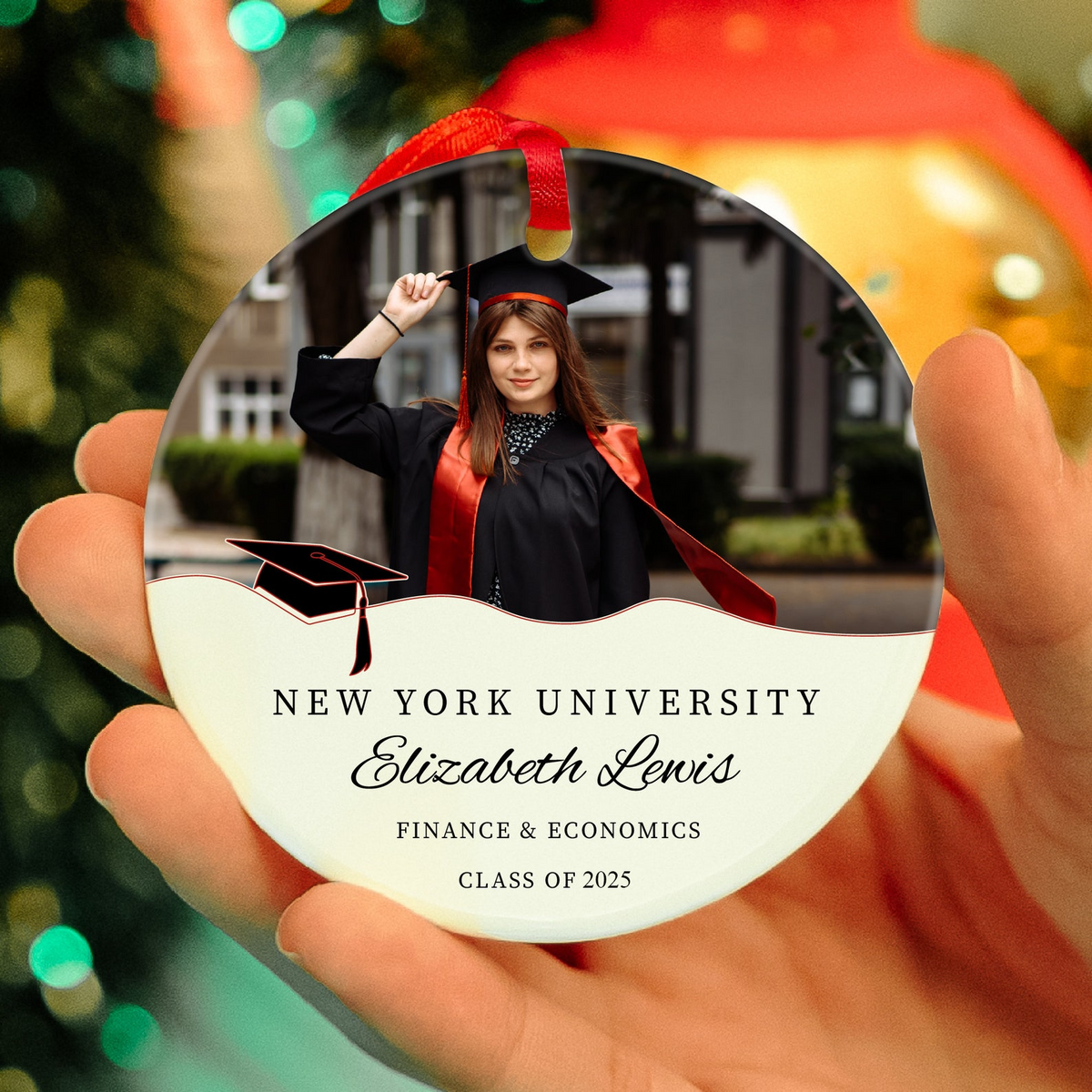 Custom Photo Graduation Ornament - Personalized Ceramic Ornament - Graduation Motivation Gift For Her/Him, Daughter/Son, Grad Ceremony, Commencement