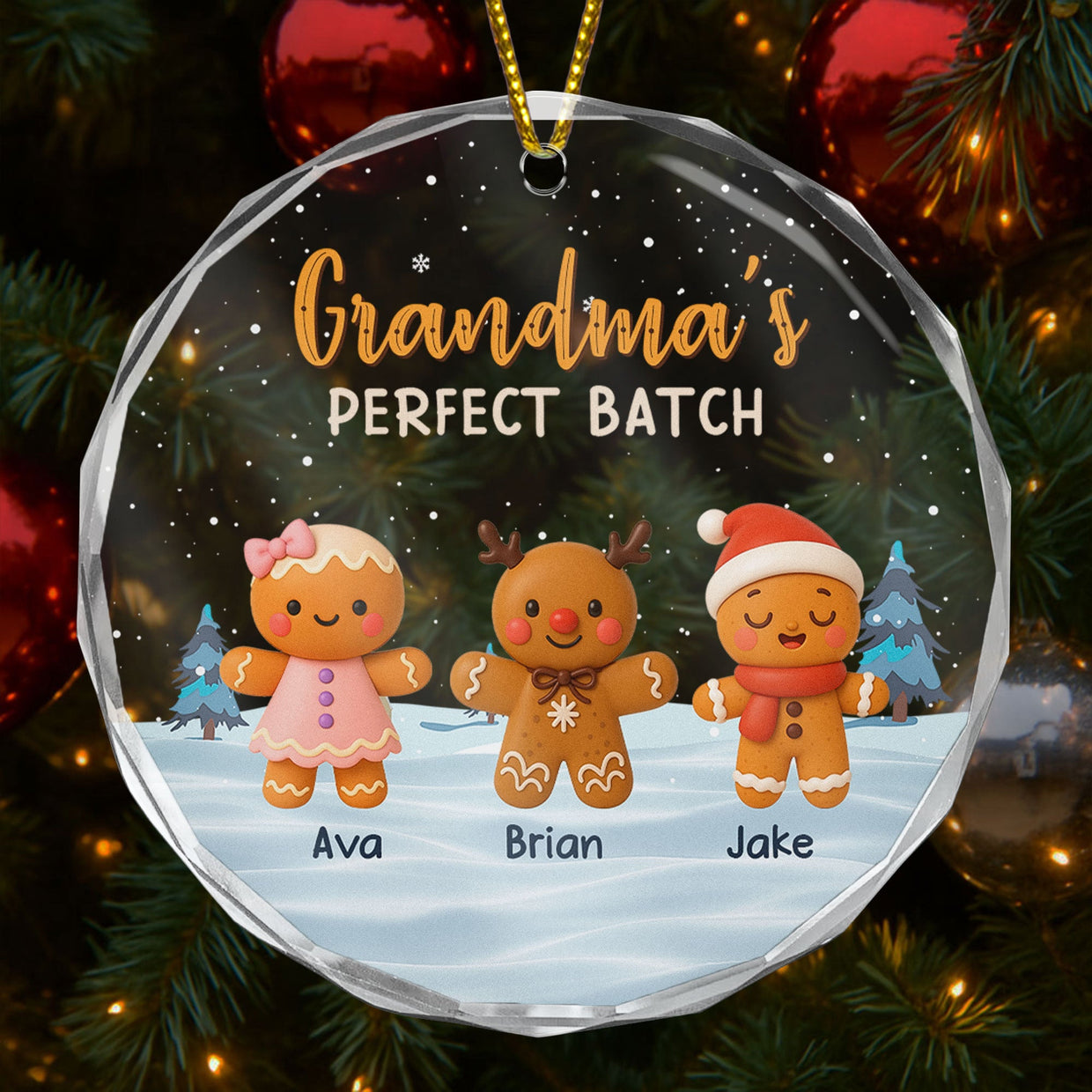 Grandma's Perfect Batch - Personalized Circle Glass Ornament - Christmas Gift for Grandma, Nana, Grammy, Mom