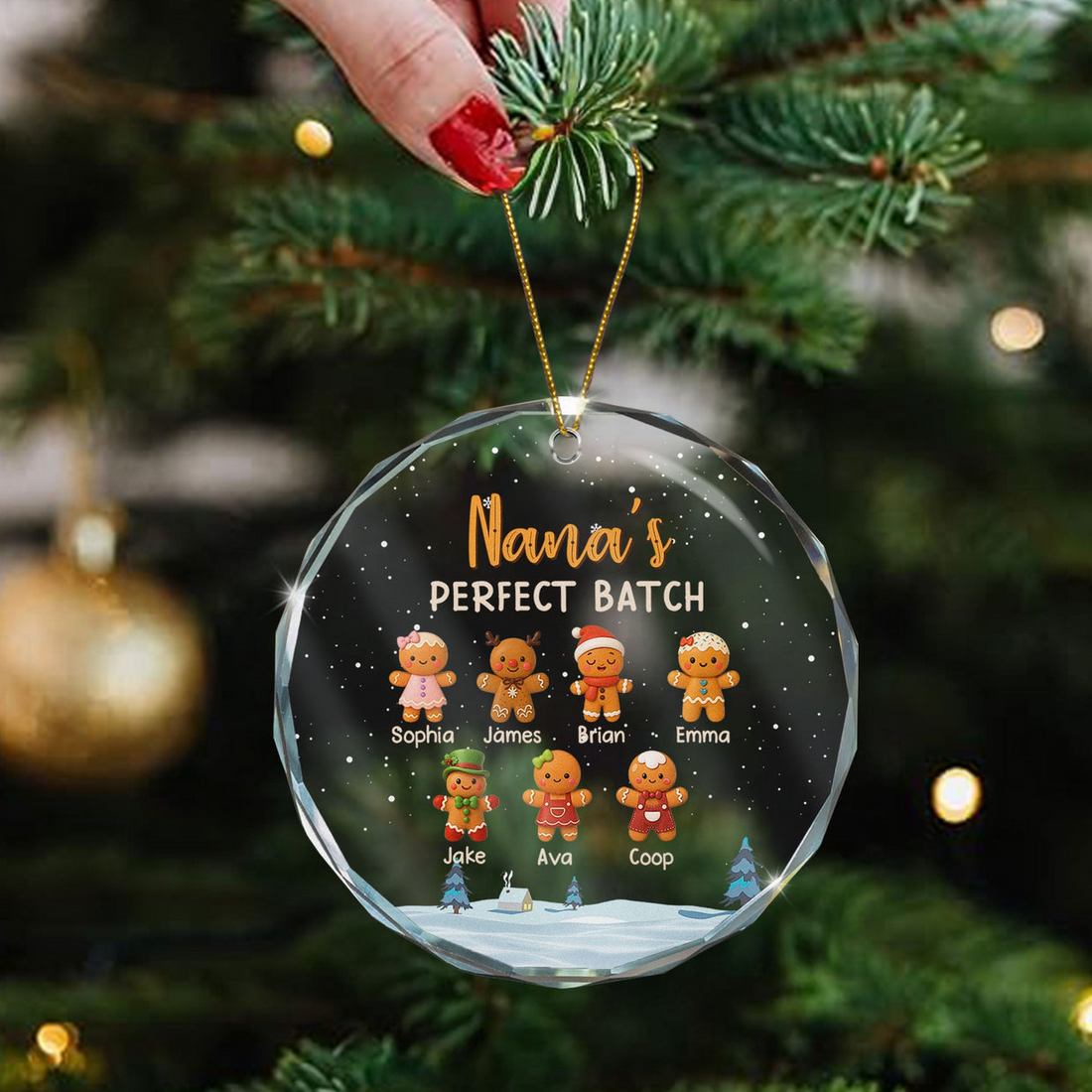 Grandma's Perfect Batch - Personalized Circle Glass Ornament - Christmas Gift for Grandma, Nana, Grammy, Mom