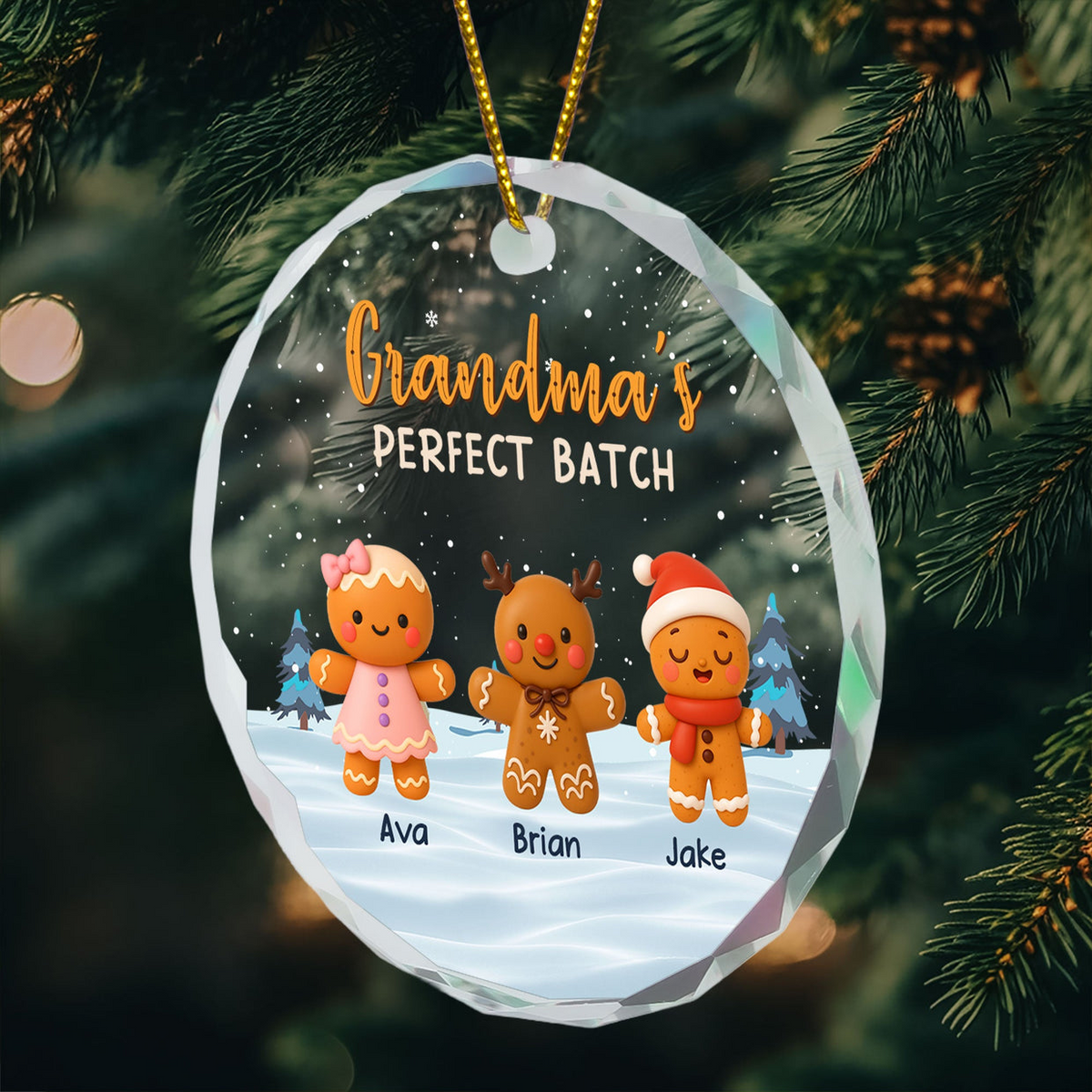 Grandma's Perfect Batch - Personalized Circle Glass Ornament - Christmas Gift for Grandma, Nana, Grammy, Mom