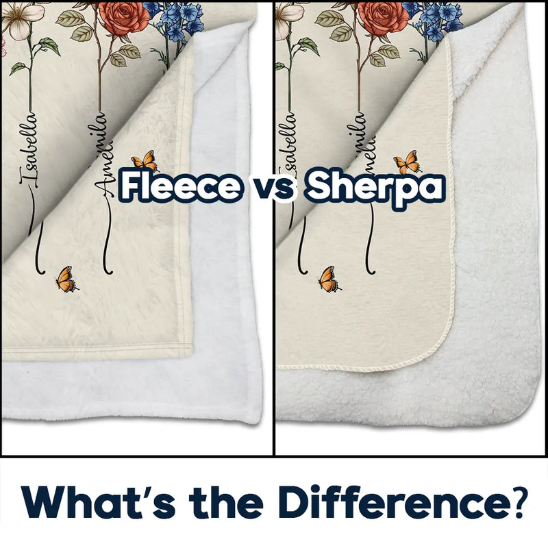 Grandma's Garden Birth Flower Bouquet - Personalized Custom Blanket - Gift Ideas For Mom, Grandma, Nana