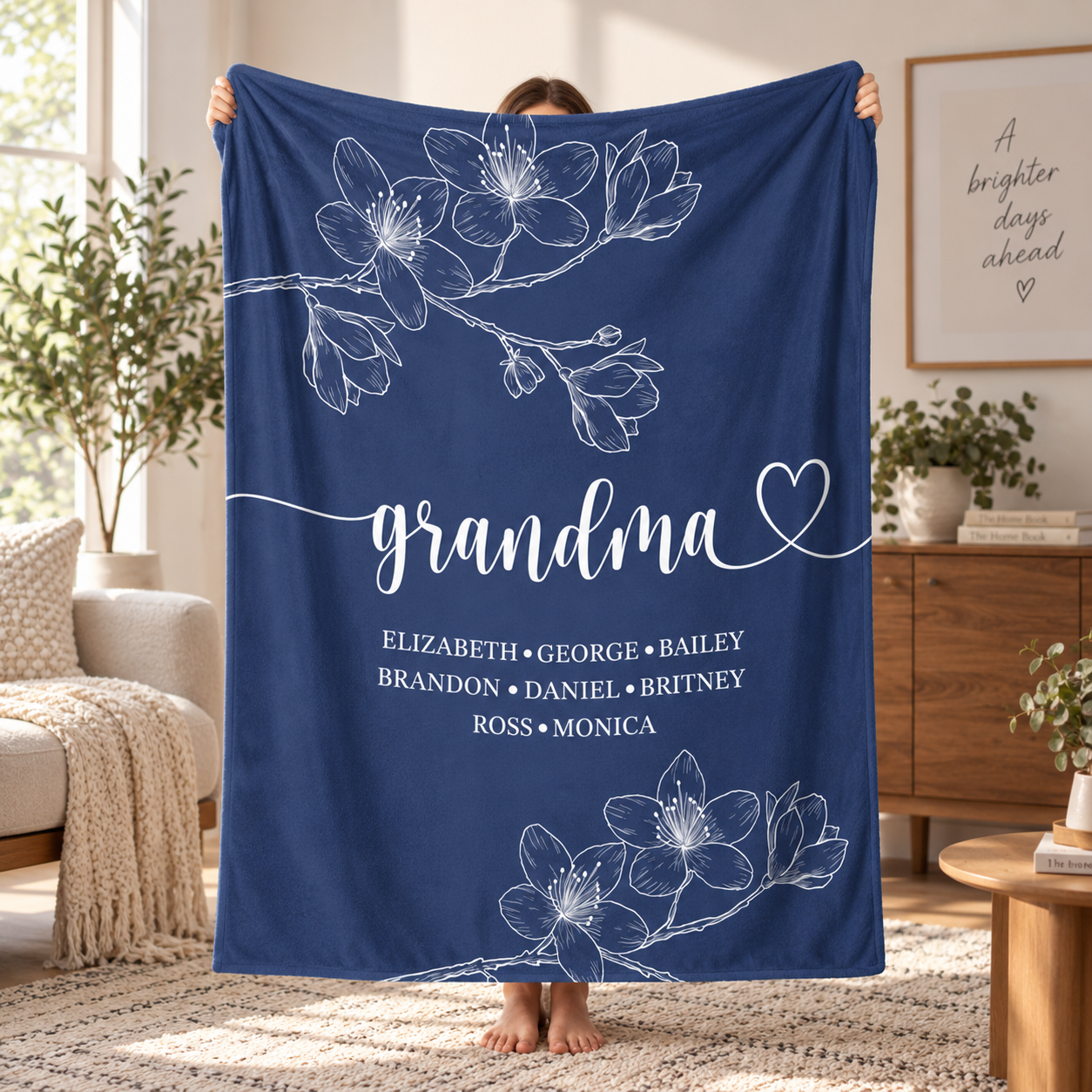 Custom Name Grandkids & Grandma - Personalized Custom Blanket - Gift Ideas For Mom, Grandma, Nana