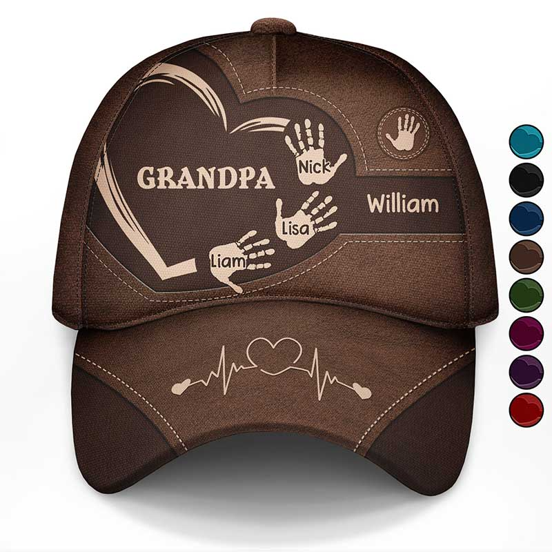 Grandpa Dad Kids Handprints personalized classic cap, main view