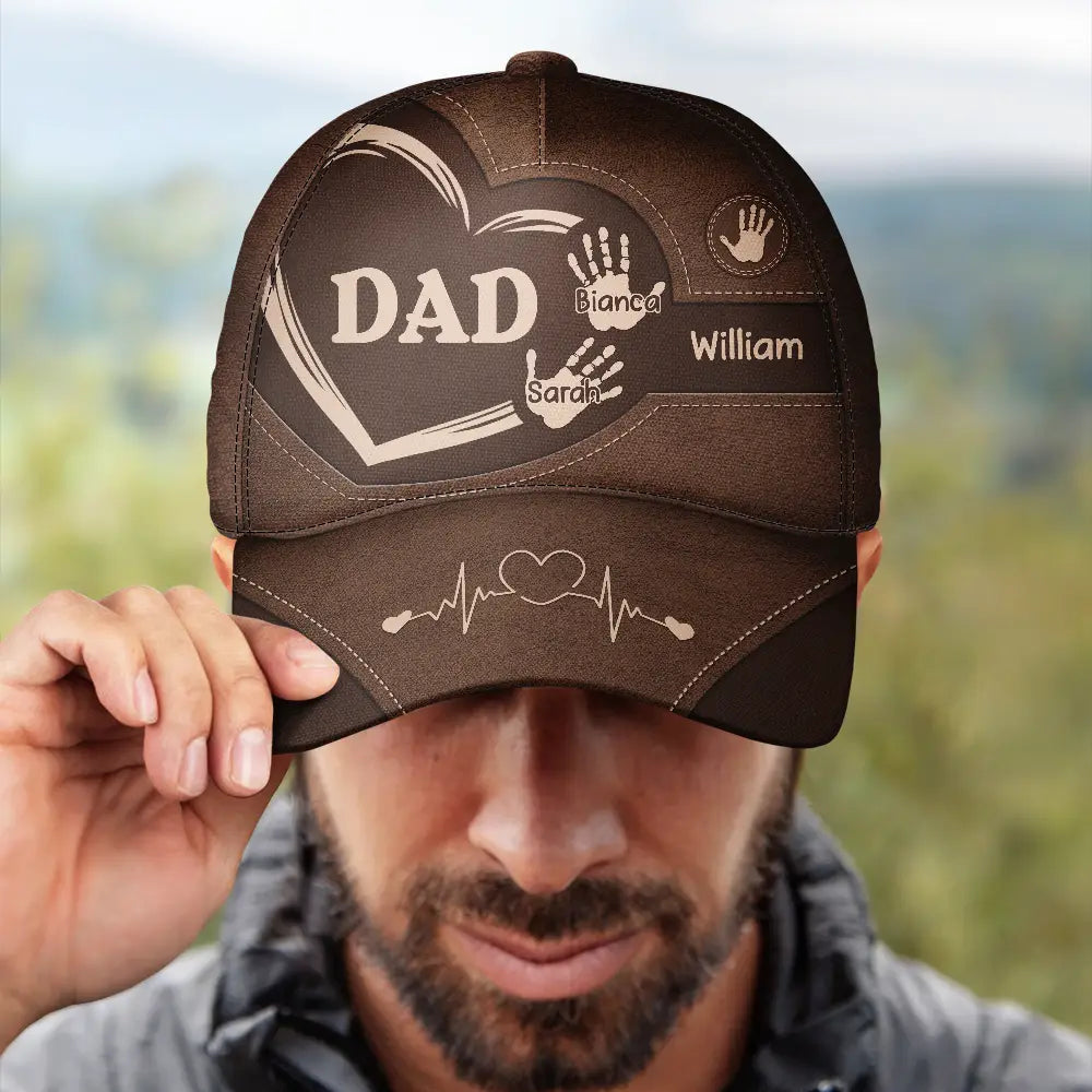 Grandpa Dad Kids Handprints personalized classic cap, alternate view 3