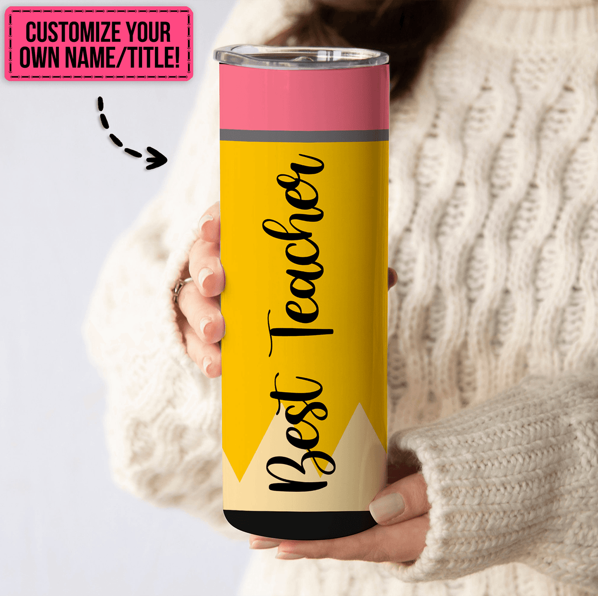 Custom Pencil Tumbler - Personalized Custom 20oz Skinny Tumbler Cup - Personalized Custom Youth T Shirt - Back To School/ First Day Of School, Loving, Funny Gift for Teacher, Kindergarten, Preschool, Pre K, Paraprofessional - Suzitee Store