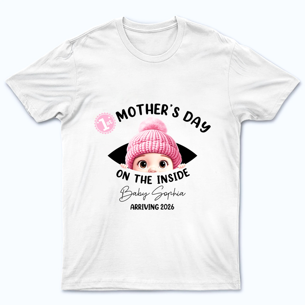 Personalized Baby First Year On The Inside With Mom t-shirt, main view