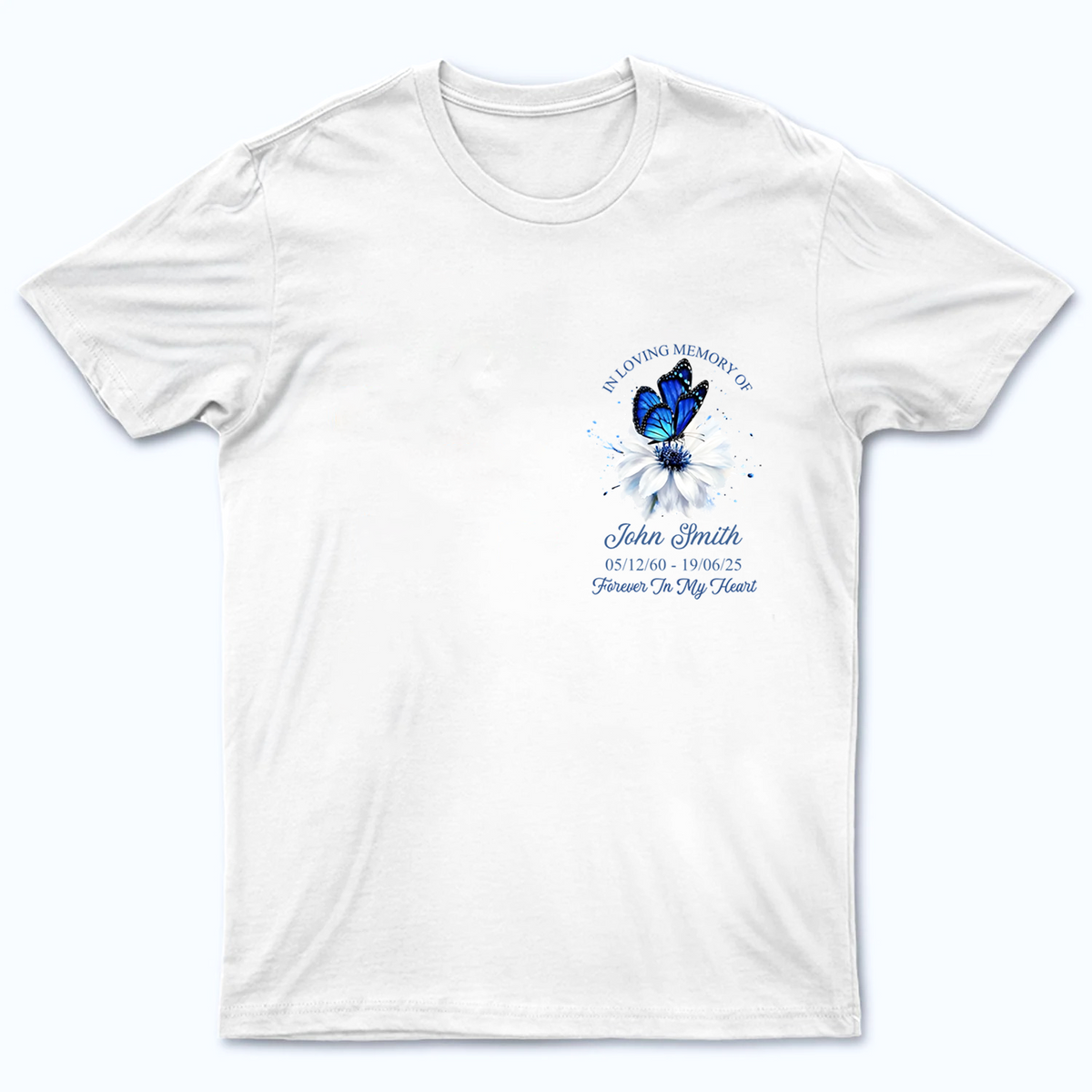 Memorial Butterfly Forever In My Heart - Personalized Custom Shirt - Memorial Sympathy Gifts For Loss Of Mom, Dad