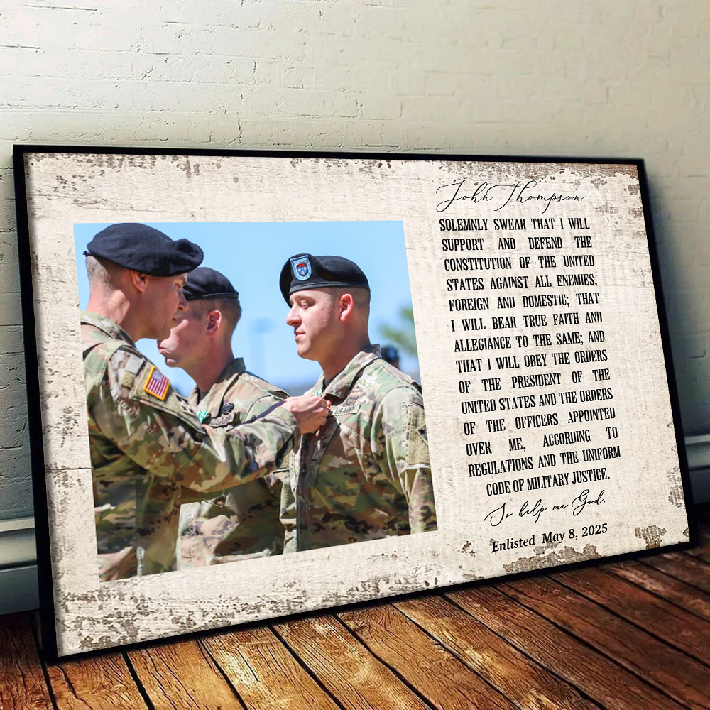 Oath of Enlistment Oath of Commissioned Officer - Personalized Poster - Army Gift Military Gift For Military Dad, Husband