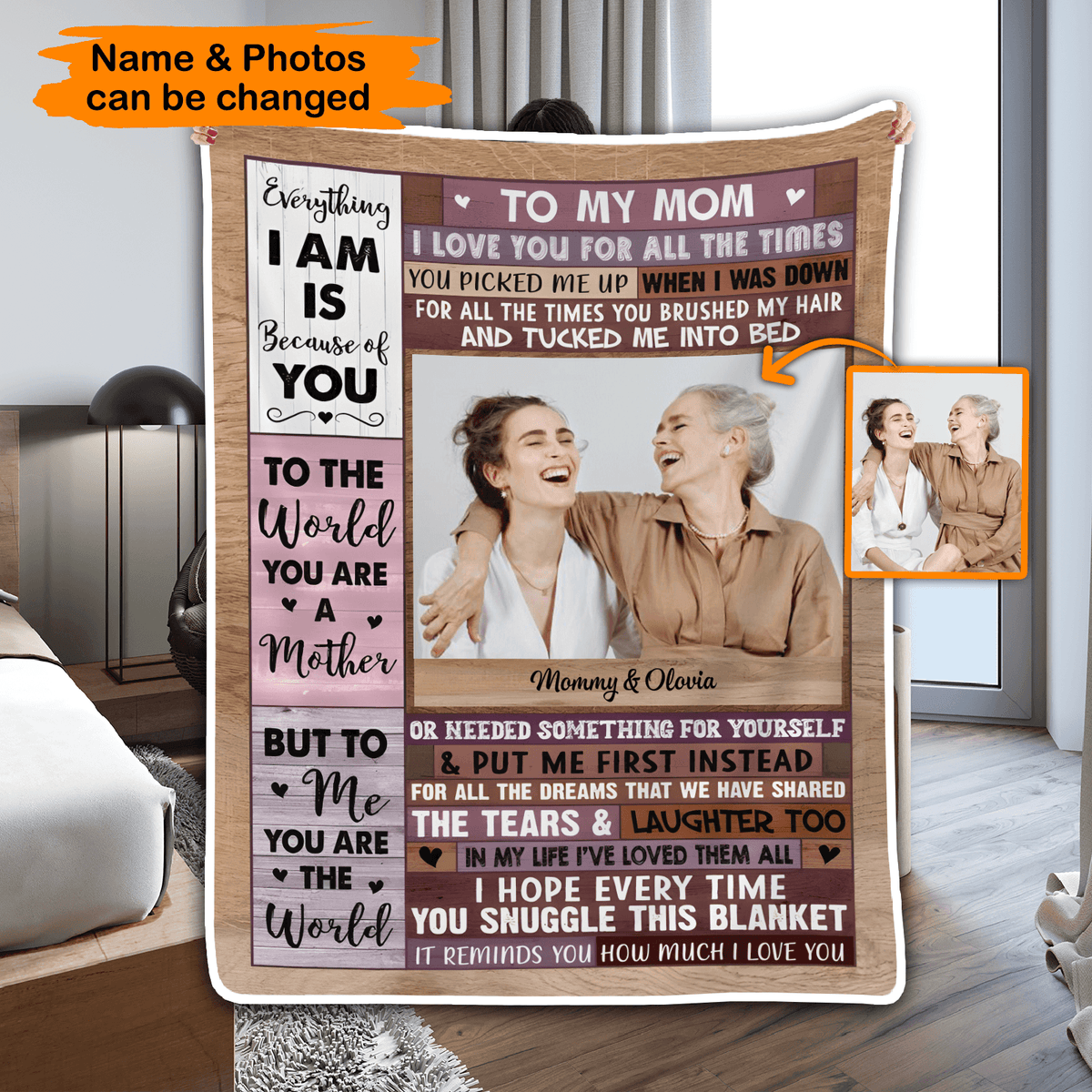 Custom Photo We Love You, Mom | Birthday, Loving, Funny Gift for Grandma/Nana/Mimi, Mom, Wife, Grandparent | Blanket - Suzitee Store