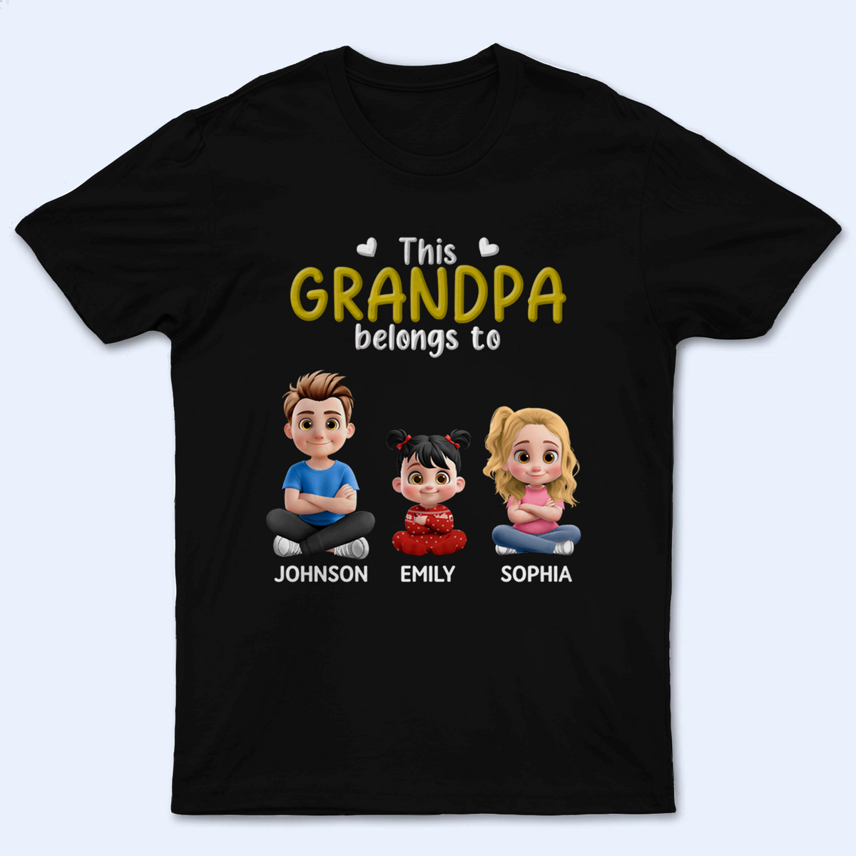 3D Effect Kid Cross Arm This Grandpa/Grandma Belongs To - Personalized Custom T Shirt - Gift For Grandpa/Grandma, Dad/Mom