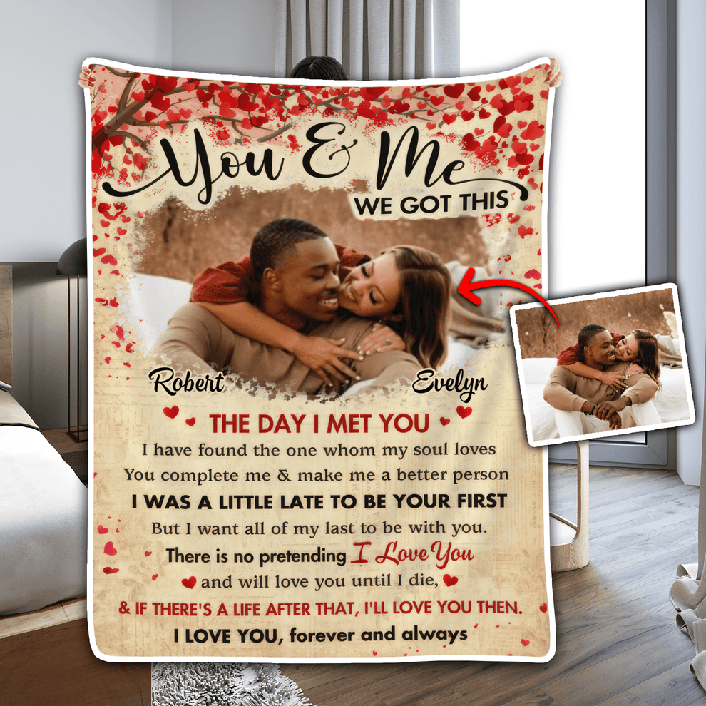 Personalized Custom Photo You & Me We Got This fleece blanket, product with name options