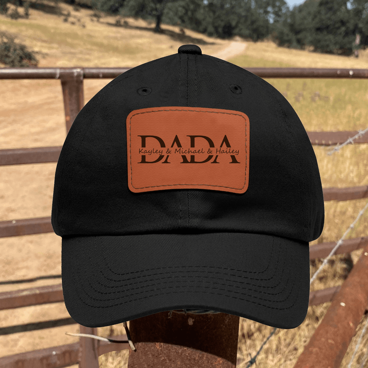 Custom Kids Name Dad Hat for Dadas - Personalized Leather Patch Hat, Dad and Kids Trucker Hat - Father's Day Gift for Dad, Papa, Grandpa, Daddy, Dada