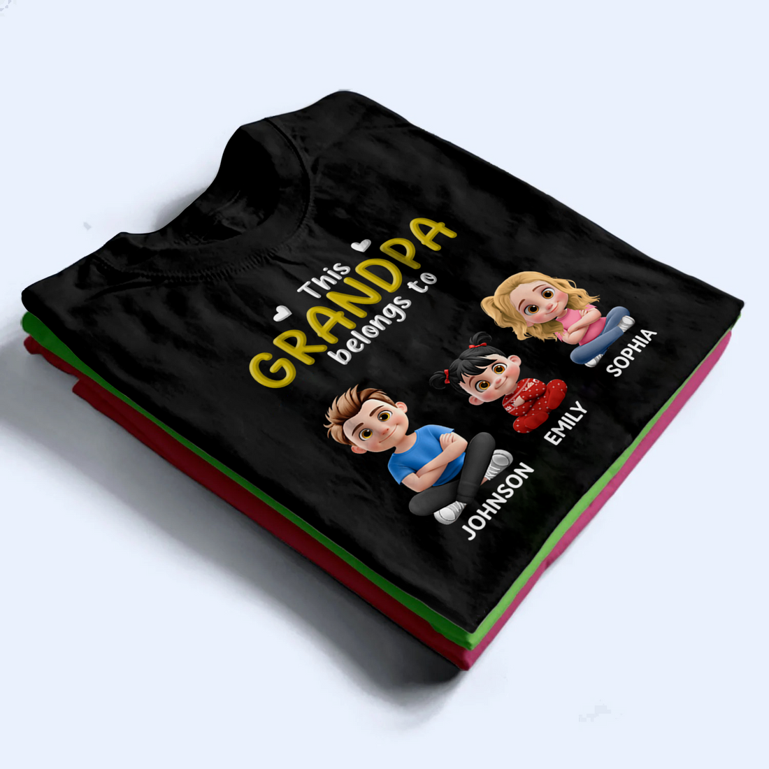 3D Effect Kid Cross Arm This Grandpa/Grandma Belongs To - Personalized Custom T Shirt - Gift For Grandpa/Grandma, Dad/Mom