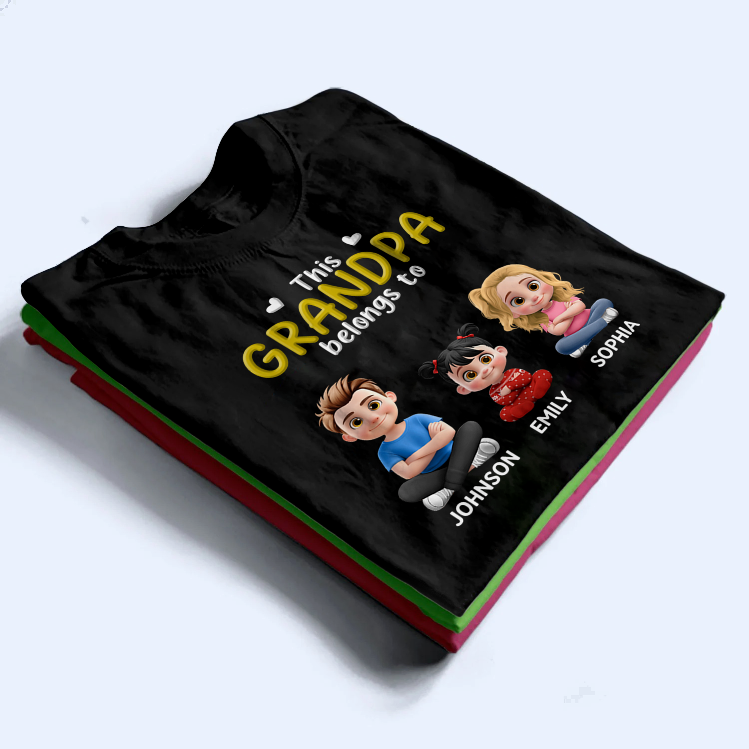 3D Effect Kid Cross Arm This Grandpa/Grandma Belongs To - Personalized Custom T Shirt - Gift For Grandpa/Grandma, Dad/Mom