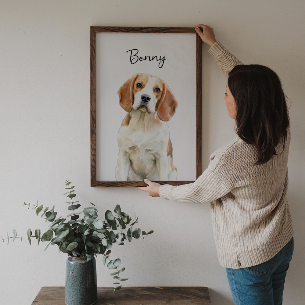 Custom Photo Realistic Watercolor Art Dog Cat Pet - Personalized Poster/Canvas Prints - Gifts for Dog Lovers, Cat Lovers, Pet Lovers