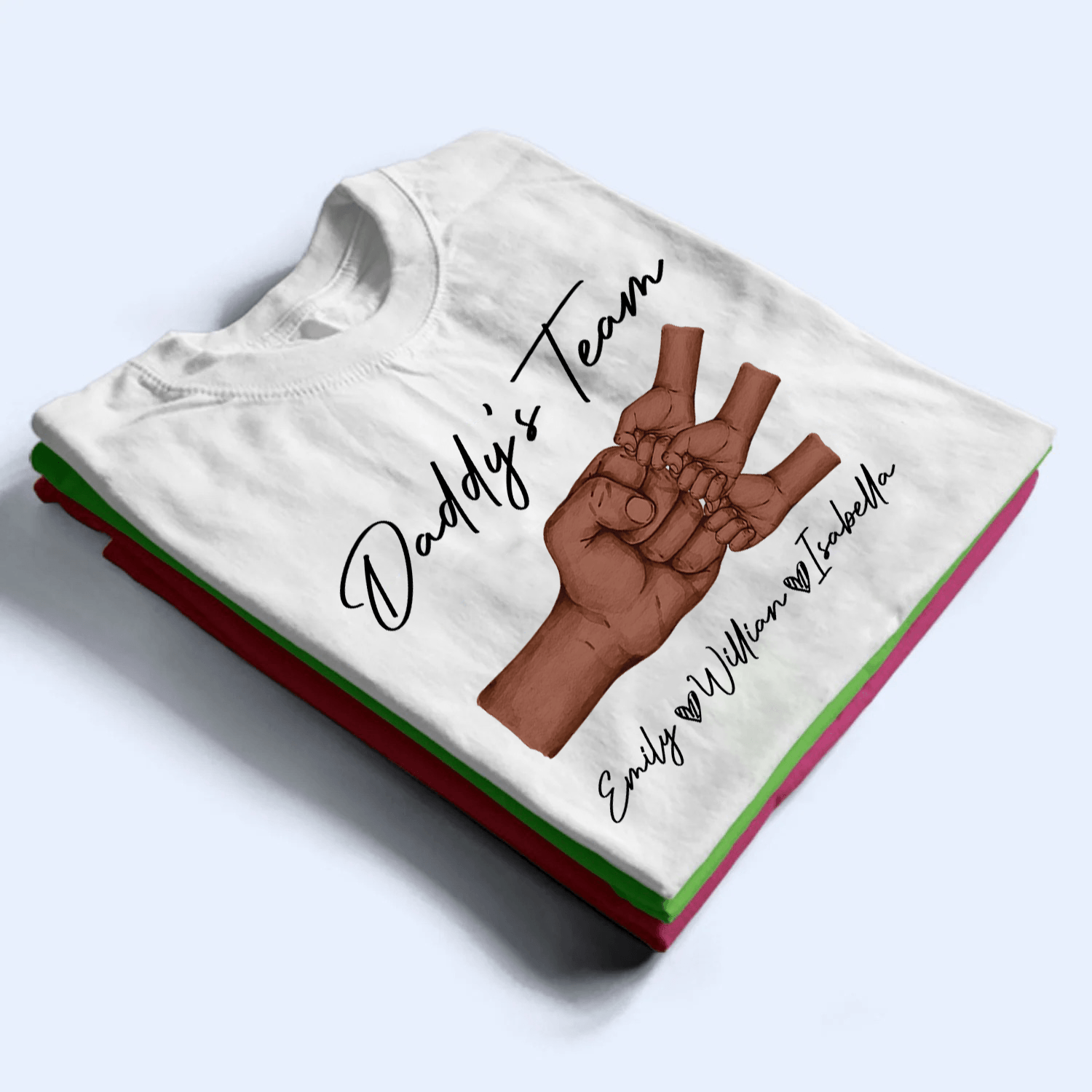 Black Daddy & Kids, Together We're A Team - Personalized Custom T Shirt - Father's Day Gift for Black Dad, Grandpa, Daddy, Dada, African American, Black History Month, Juneteenth - Suzitee Store