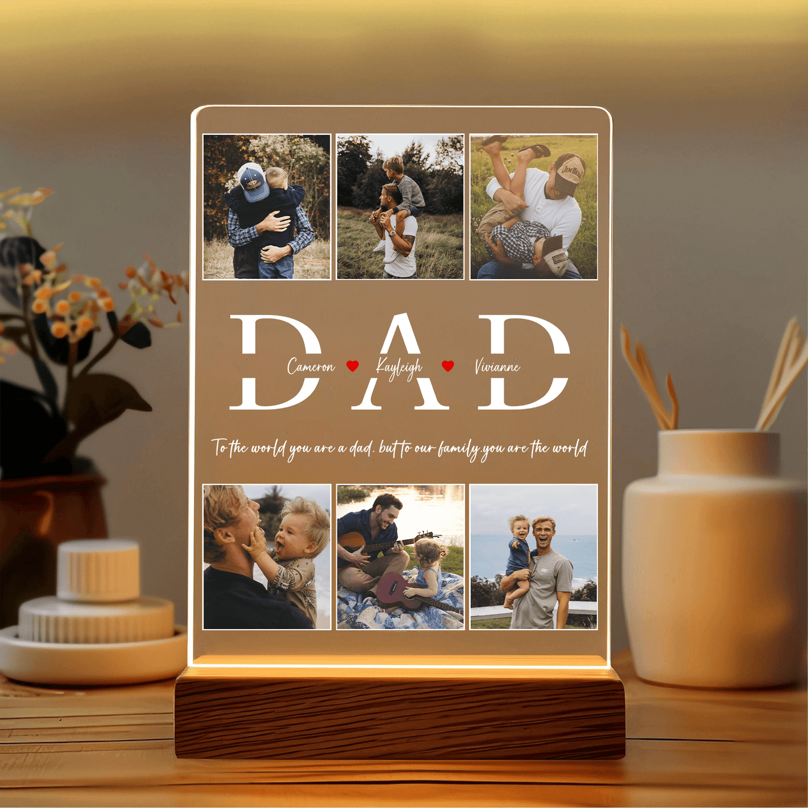 Best Papa Ever - Custom Photo DAD LED Night Light - Personalized Father's Day Gift for Dad, Papa, Grandpa, Daddy, Dada