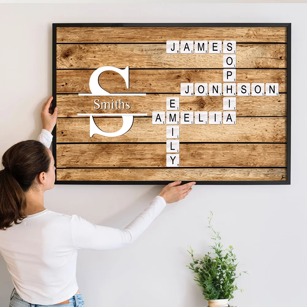 Family Name Crossword - Personalized Poster/Canvas Prints - Gift For Family Members, Mom and Dad